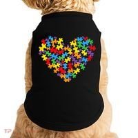 Autism Awareness Heart Valentine Day Puzzle Piece Doggie Tank thumb 0