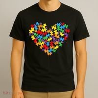 Autism Awareness Heart Valentine Day Puzzle Piece T-Shirt thumb 3