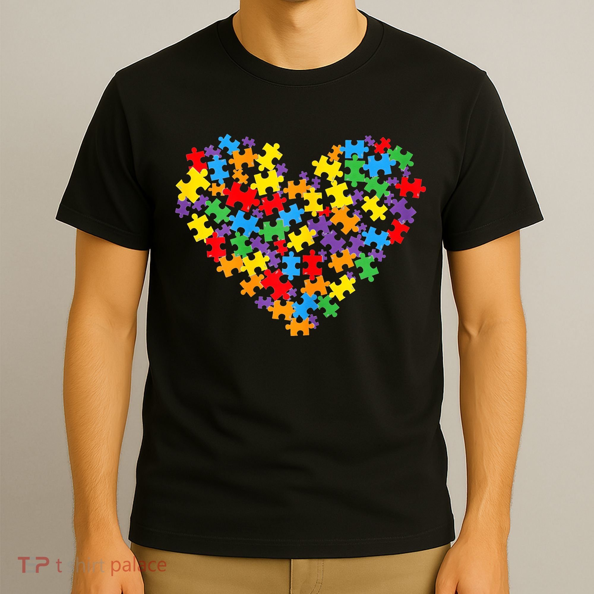 Autism Awareness Heart Valentine Day Puzzle Piece T-Shirt