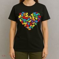 Autism Awareness Heart Valentine Day Puzzle Piece T-Shirt thumb 4