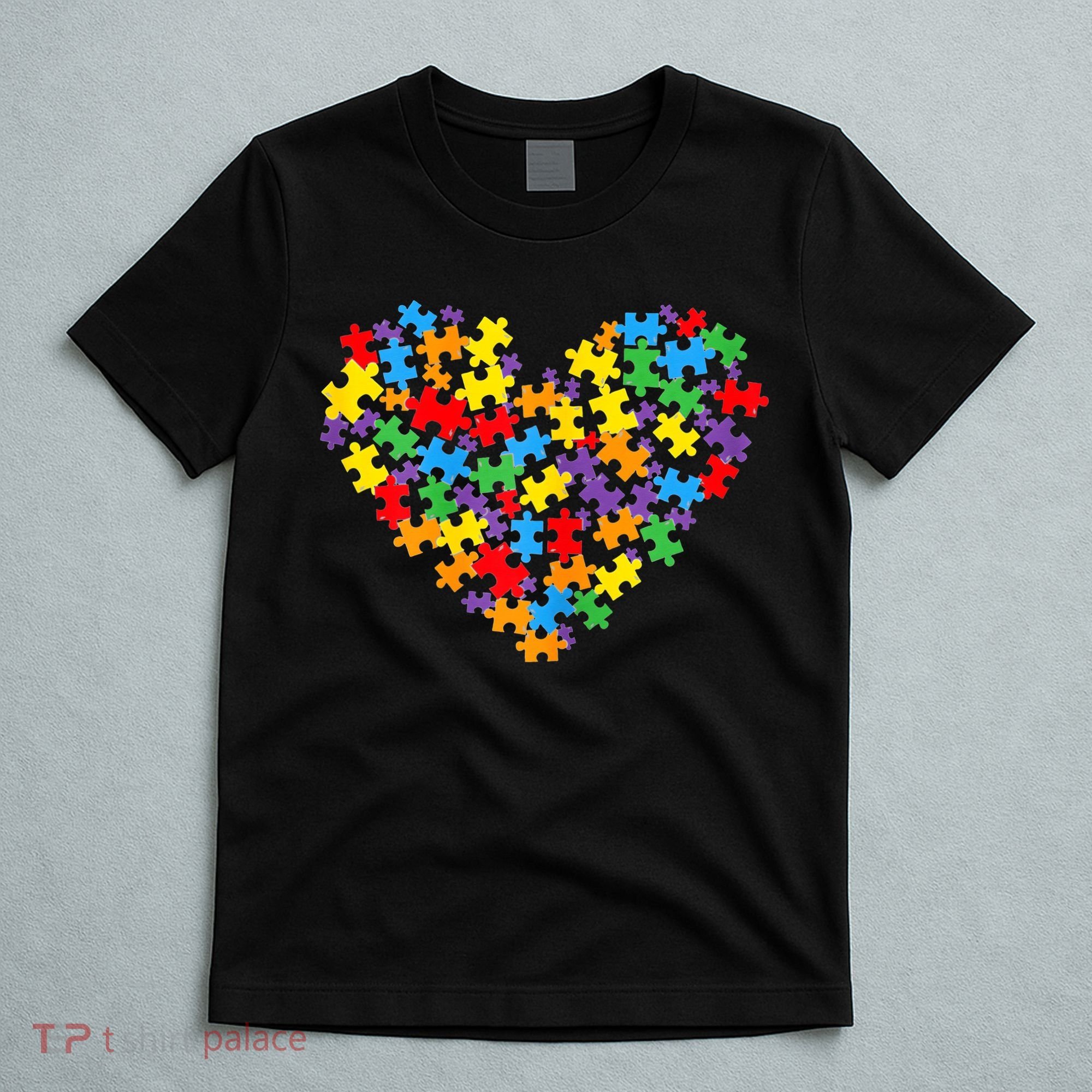 Autism Awareness Heart Valentine Day Puzzle Piece T-Shirt