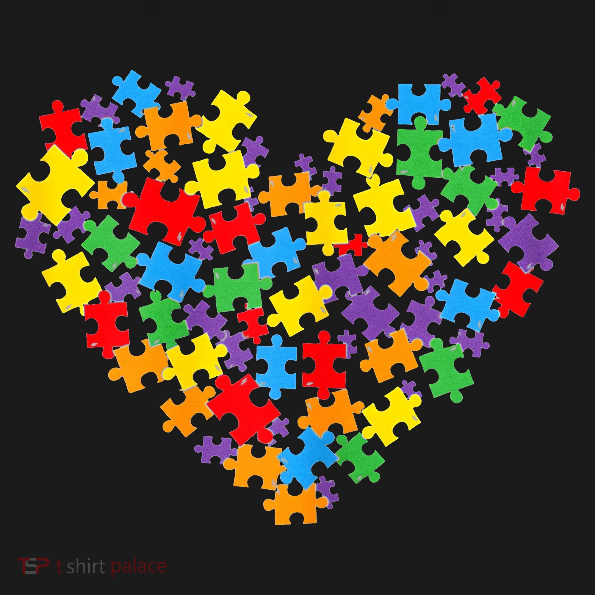 Autism Awareness Heart Valentine Day Puzzle Piece T-Shirt