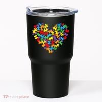 Autism Awareness Heart Valentine Day Puzzle Piece Tumbler thumb 0