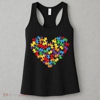Autism Awareness Heart Valentine Day Puzzle Piece Women's Tank Top thumb 3