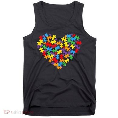 Autism Awareness Heart Valentine Day Puzzle Piece Tank Top