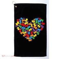 Autism Awareness Heart Valentine Day Puzzle Piece Golf Towel thumb 0