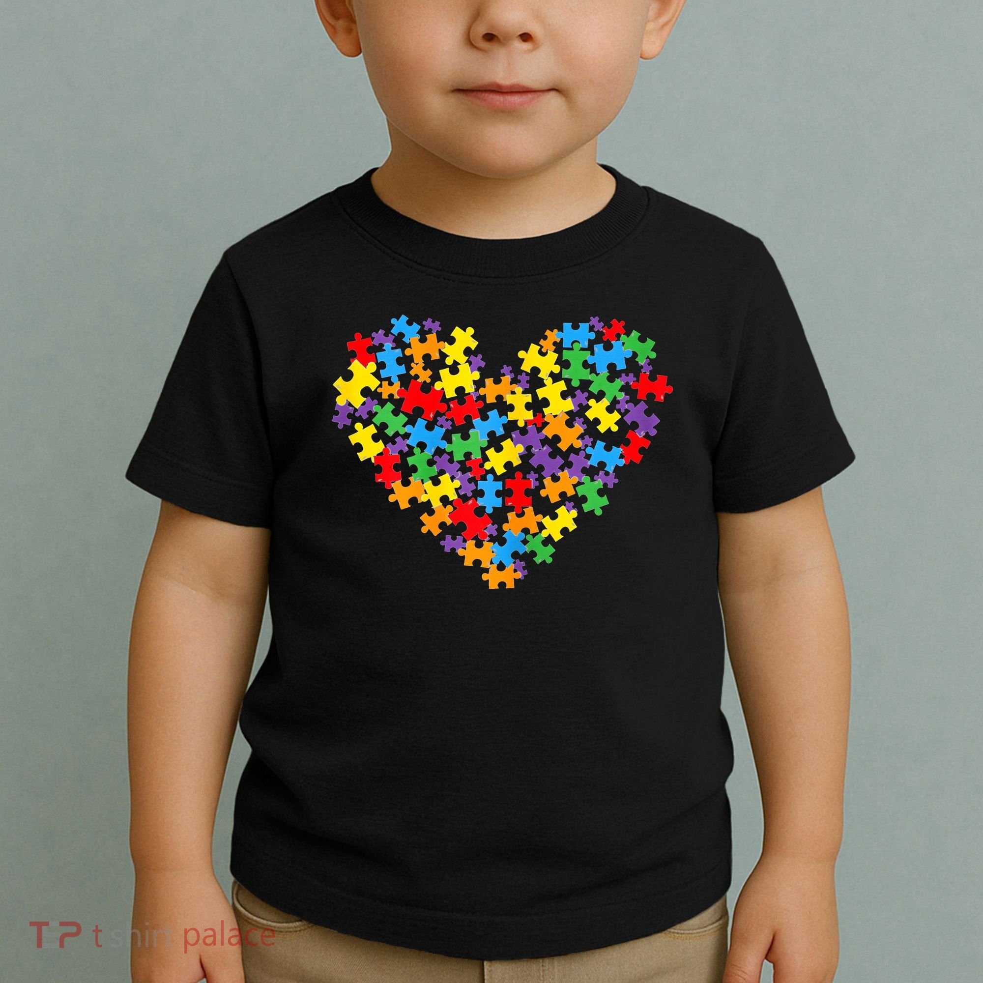 Autism Awareness Heart Valentine Day Puzzle Piece Toddler T-Shirt