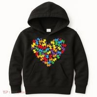 Autism Awareness Heart Valentine Day Puzzle Piece Kids Hoodie thumb 0