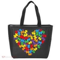 Autism Awareness Heart Valentine Day Puzzle Piece Tote Bag thumb 0