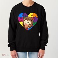 Autism Awareness Hedgehog Heart ValentineS Day Puzzle Piece Funny Gift Women's Sweatshirt thumb 0
