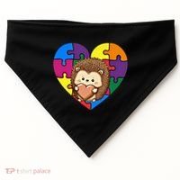 Autism Awareness Hedgehog Heart ValentineS Day Puzzle Piece Funny Gift USA-Made Doggie Bandana thumb 0