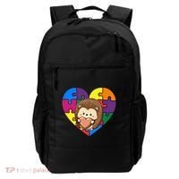 Autism Awareness Hedgehog Heart ValentineS Day Puzzle Piece Funny Gift Backpack thumb 0