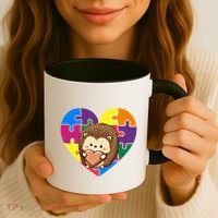 Autism Awareness Hedgehog Heart ValentineS Day Puzzle Piece Funny Gift Coffee Mug thumb 3