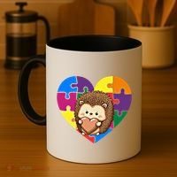 Autism Awareness Hedgehog Heart ValentineS Day Puzzle Piece Funny Gift Coffee Mug thumb 4