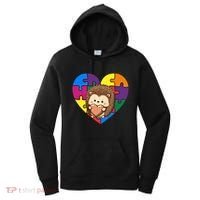 Autism Awareness Hedgehog Heart ValentineS Day Puzzle Piece Funny Gift Women's Hoodie thumb 0