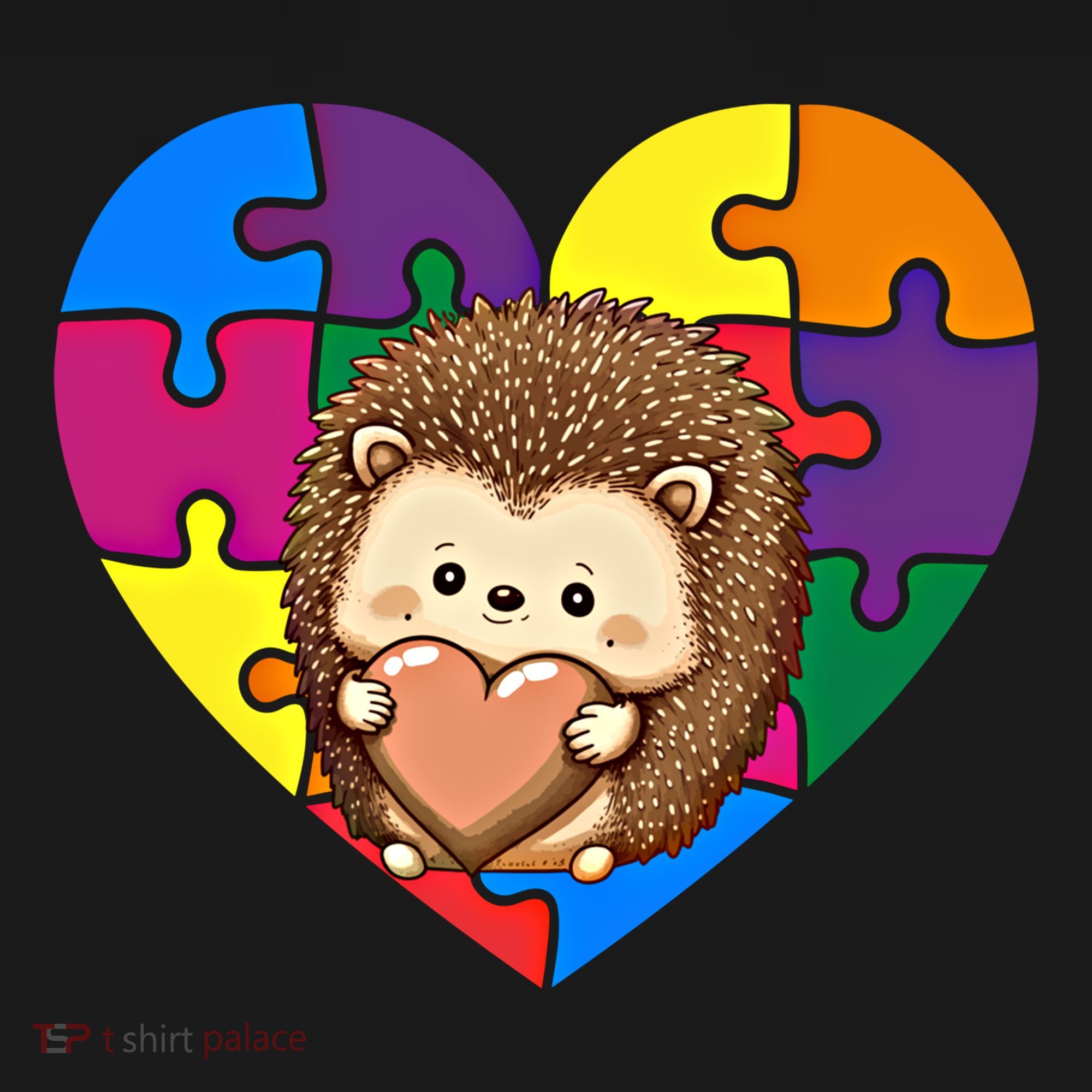 Autism Awareness Hedgehog Heart ValentineS Day Puzzle Piece Funny Gift Women's Hoodie