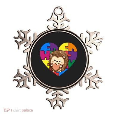 Autism Awareness Hedgehog Heart ValentineS Day Puzzle Piece Funny Gift Ornament