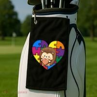 Autism Awareness Hedgehog Heart ValentineS Day Puzzle Piece Funny Gift Golf Towel thumb 2