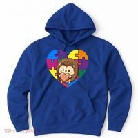 Autism Awareness Hedgehog Heart ValentineS Day Puzzle Piece Funny Gift Hoodie thumb 0