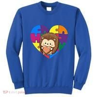 Autism Awareness Hedgehog Heart ValentineS Day Puzzle Piece Funny Gift Sweatshirt thumb 0