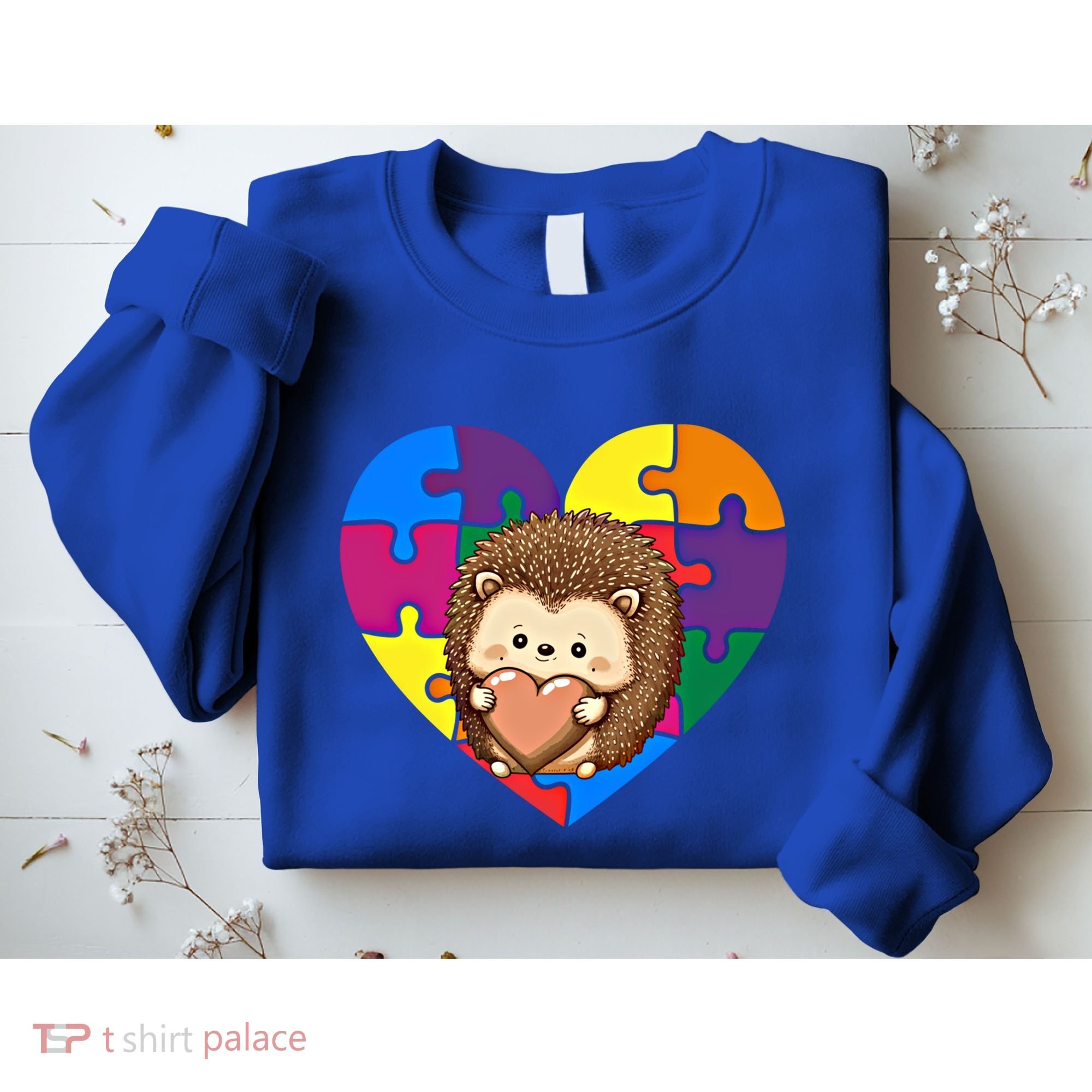 Autism Awareness Hedgehog Heart ValentineS Day Puzzle Piece Funny Gift Sweatshirt