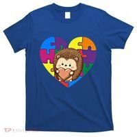 Autism Awareness Hedgehog Heart ValentineS Day Puzzle Piece Funny Gift T-Shirt thumb 0