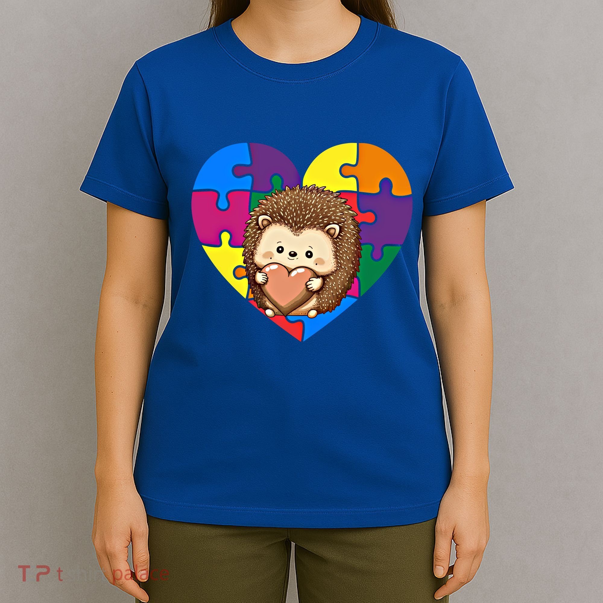 Autism Awareness Hedgehog Heart ValentineS Day Puzzle Piece Funny Gift T-Shirt