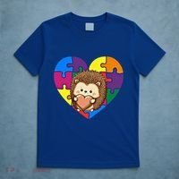 Autism Awareness Hedgehog Heart ValentineS Day Puzzle Piece Funny Gift T-Shirt thumb 5