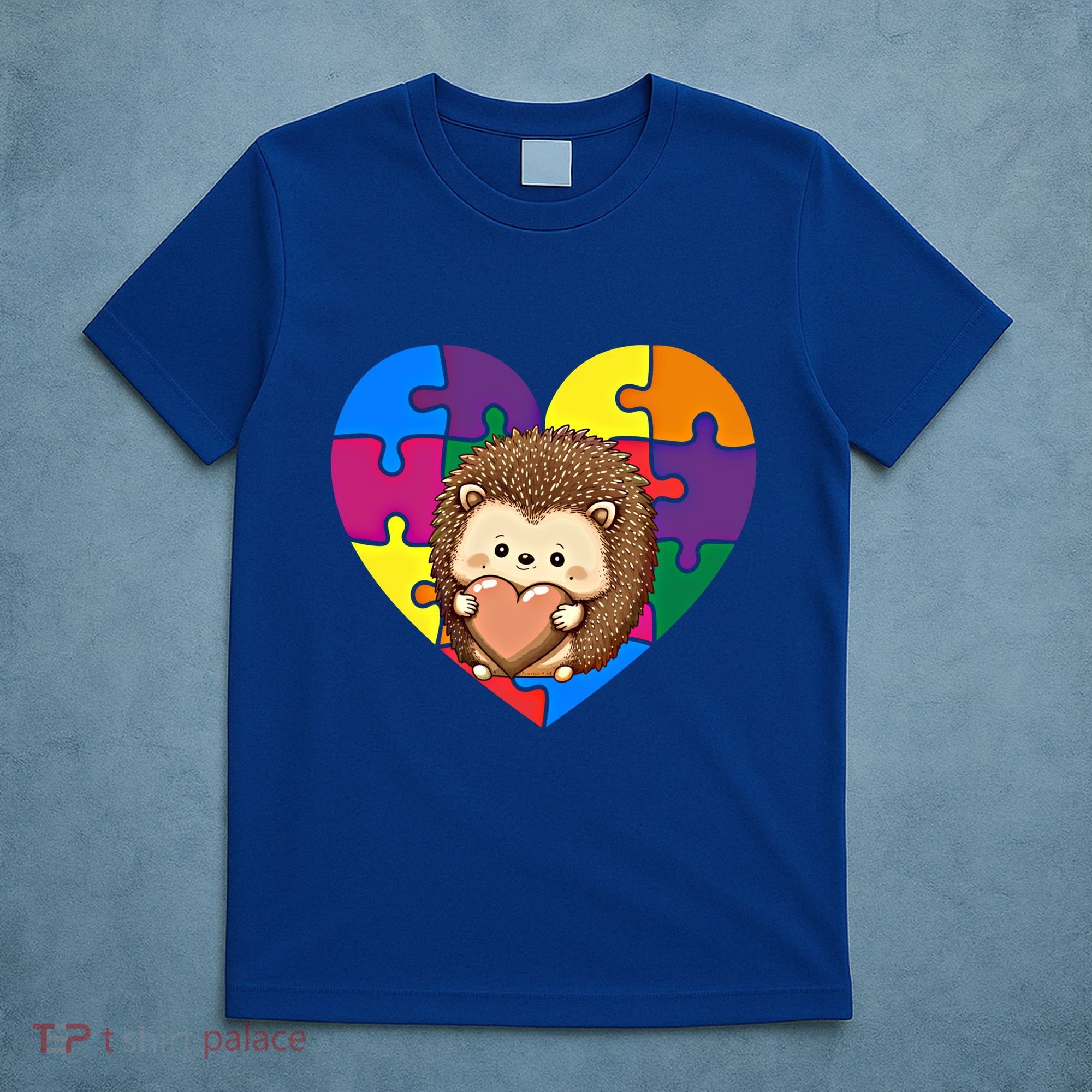 Autism Awareness Hedgehog Heart ValentineS Day Puzzle Piece Funny Gift T-Shirt