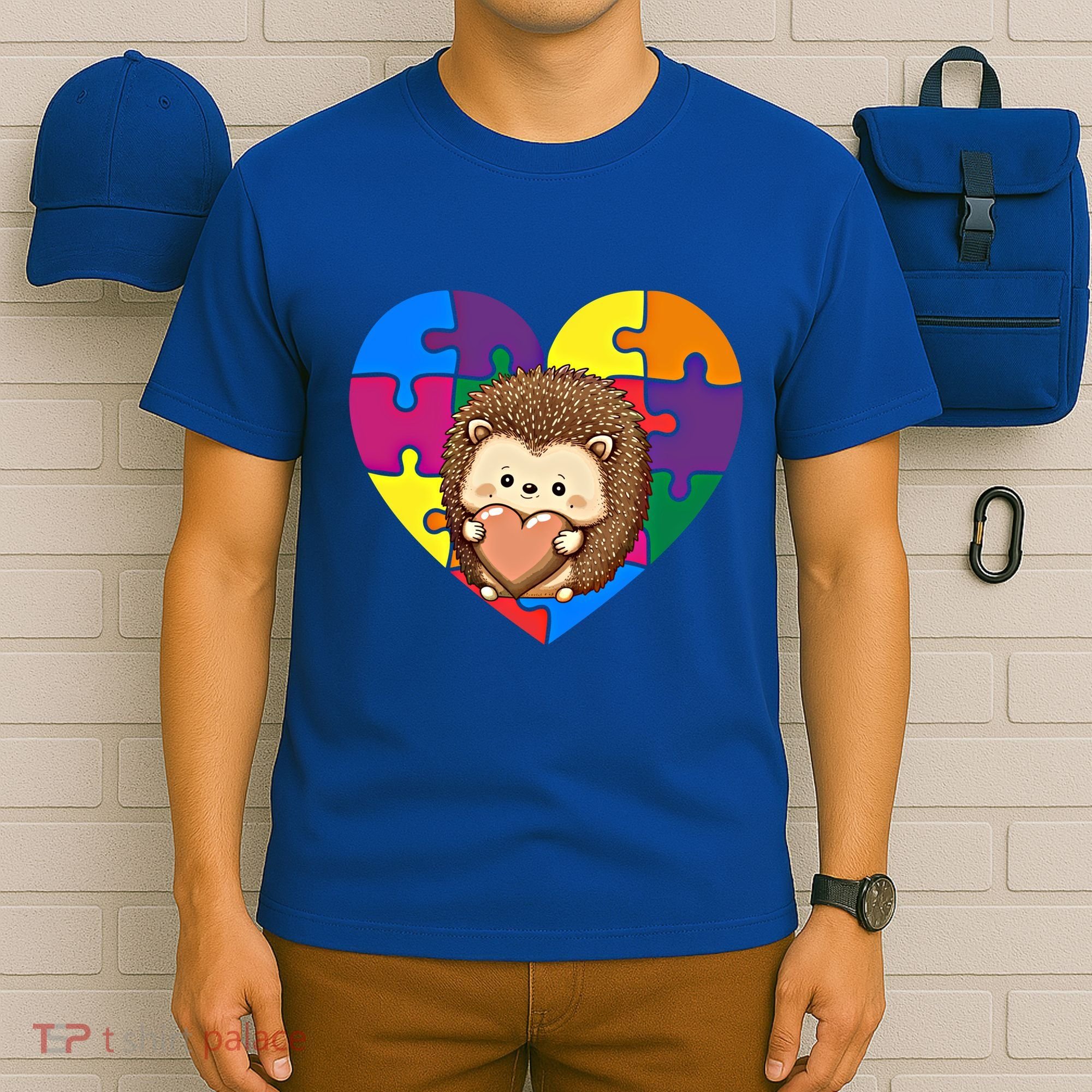Autism Awareness Hedgehog Heart ValentineS Day Puzzle Piece Funny Gift T-Shirt