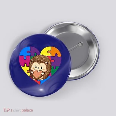 Autism Awareness Hedgehog Heart ValentineS Day Puzzle Piece Funny Gift Button