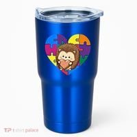 Autism Awareness Hedgehog Heart ValentineS Day Puzzle Piece Funny Gift Tumbler thumb 0