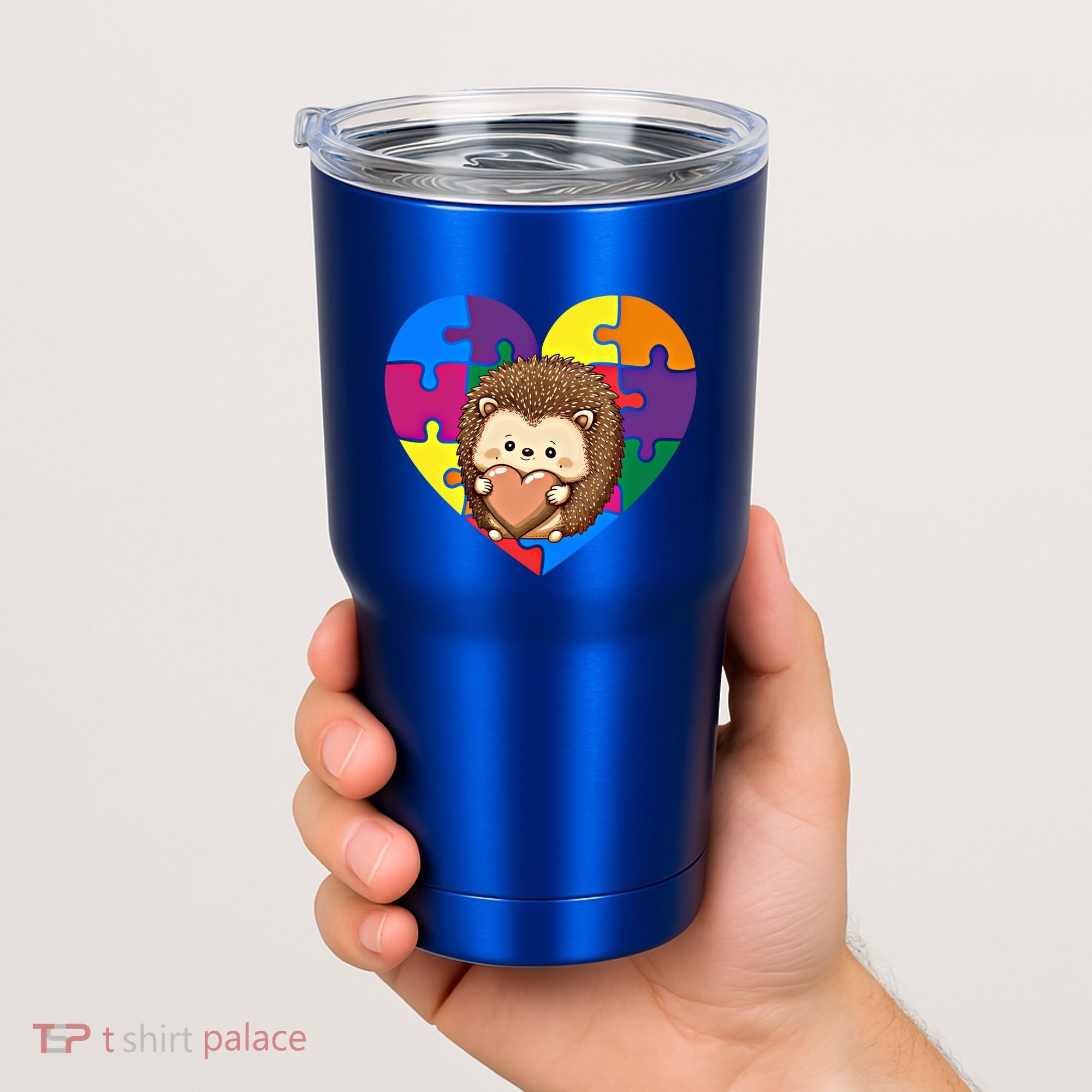 Autism Awareness Hedgehog Heart ValentineS Day Puzzle Piece Funny Gift Tumbler