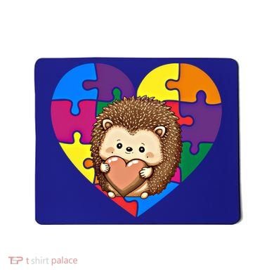 Autism Awareness Hedgehog Heart ValentineS Day Puzzle Piece Funny Gift Mousepad