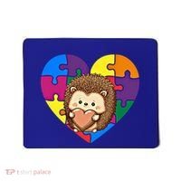 Autism Awareness Hedgehog Heart ValentineS Day Puzzle Piece Funny Gift Mousepad thumb 0
