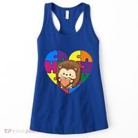 Autism Awareness Hedgehog Heart ValentineS Day Puzzle Piece Funny Gift Women's Tank Top thumb 0