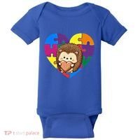 Autism Awareness Hedgehog Heart ValentineS Day Puzzle Piece Funny Gift Baby Bodysuit thumb 0
