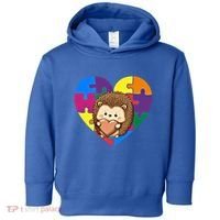 Autism Awareness Hedgehog Heart ValentineS Day Puzzle Piece Funny Gift Toddler Hoodie thumb 0