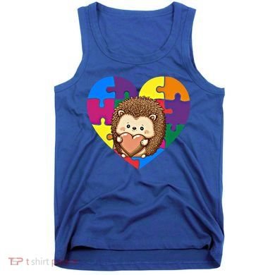 Autism Awareness Hedgehog Heart ValentineS Day Puzzle Piece Funny Gift Tank Top