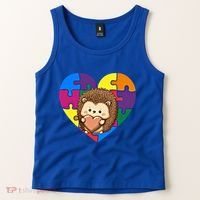 Autism Awareness Hedgehog Heart ValentineS Day Puzzle Piece Funny Gift Tank Top thumb 2