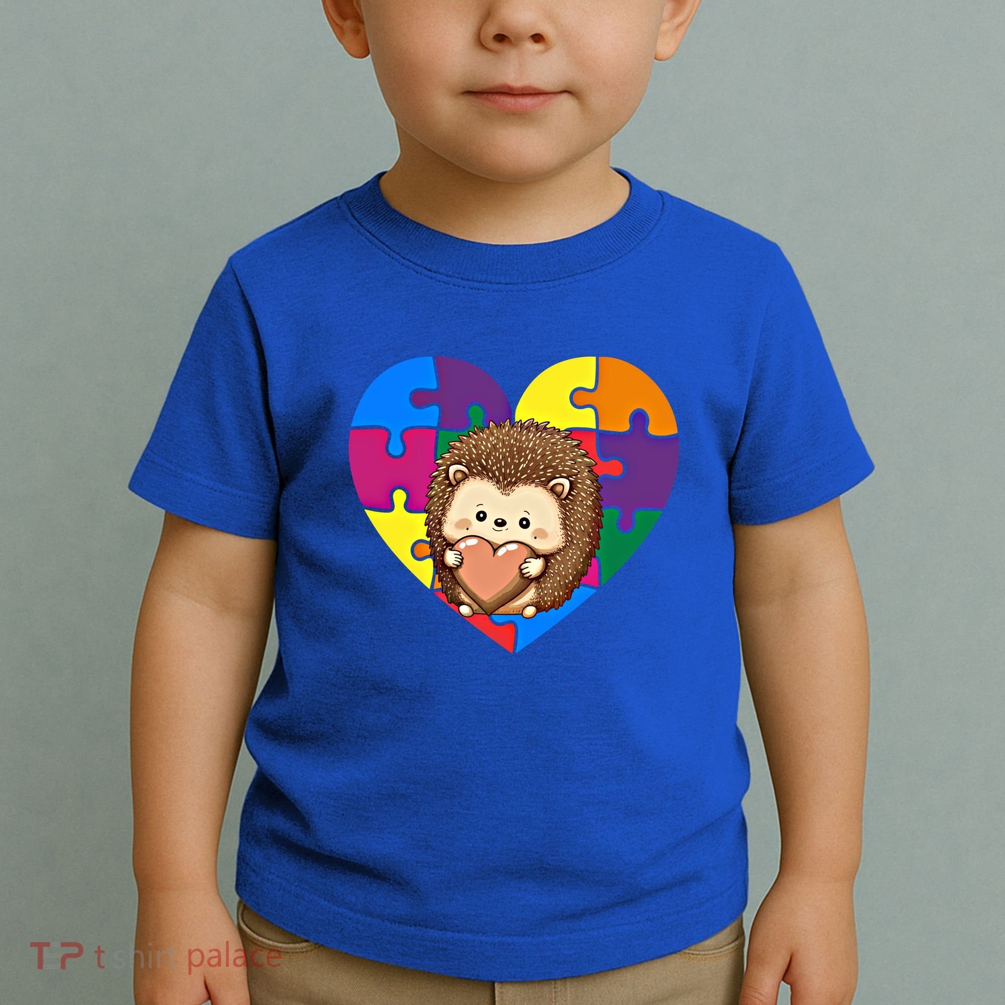 Autism Awareness Hedgehog Heart ValentineS Day Puzzle Piece Funny Gift Toddler T-Shirt
