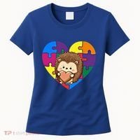 Autism Awareness Hedgehog Heart ValentineS Day Puzzle Piece Funny Gift Women's T-Shirt thumb 0