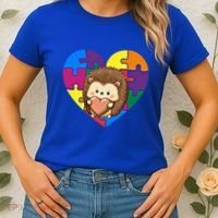 Autism Awareness Hedgehog Heart ValentineS Day Puzzle Piece Funny Gift Women's T-Shirt thumb 2