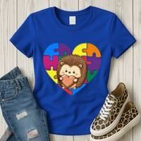 Autism Awareness Hedgehog Heart ValentineS Day Puzzle Piece Funny Gift Women's T-Shirt thumb 3