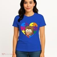 Autism Awareness Hedgehog Heart ValentineS Day Puzzle Piece Funny Gift Women's T-Shirt thumb 4
