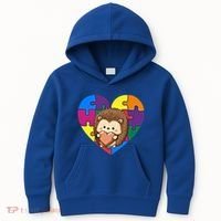 Autism Awareness Hedgehog Heart ValentineS Day Puzzle Piece Funny Gift Kids Hoodie thumb 0