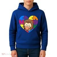 Autism Awareness Hedgehog Heart ValentineS Day Puzzle Piece Funny Gift Kids Hoodie thumb 4