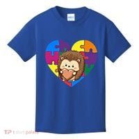 Autism Awareness Hedgehog Heart ValentineS Day Puzzle Piece Funny Gift Kids T-Shirt thumb 0
