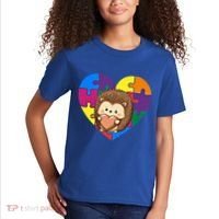 Autism Awareness Hedgehog Heart ValentineS Day Puzzle Piece Funny Gift Kids T-Shirt thumb 2