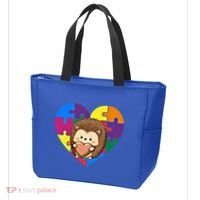 Autism Awareness Hedgehog Heart ValentineS Day Puzzle Piece Funny Gift Tote Bag thumb 3